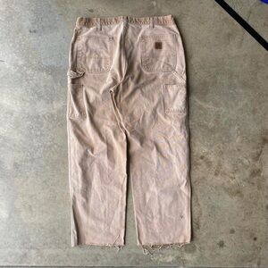 Vintage chopped and cropped Carhartt duck canvas carpenter dungarees.